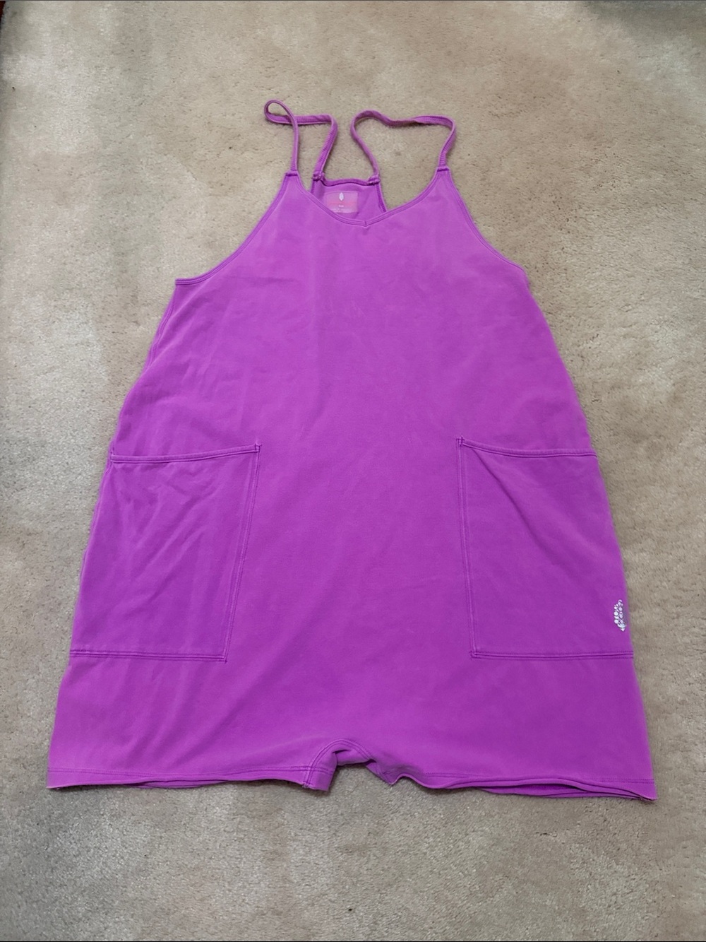 Free People Bright Purple Sleeveless Romper with Pockets